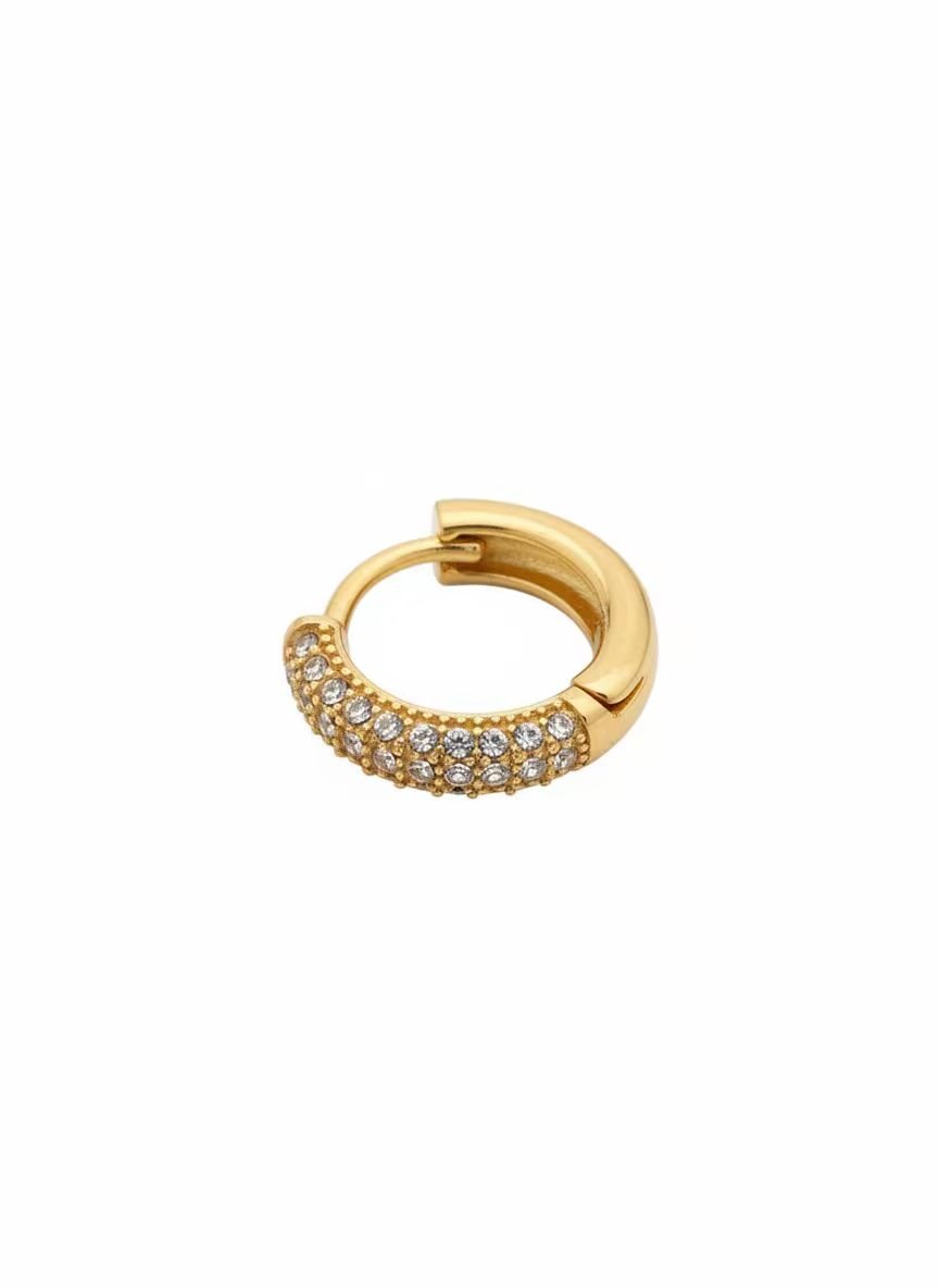 Women Gold Full Pave CZ Small Huggie Hoop Earrings